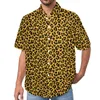 Men's Casual Shirts Brown Black Leopard Vacation Shirt Animal Print Hawaiian Man Harajuku Blouses Short Sleeve Graphic Clothing 4XL