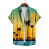 Mäns avslappnade skjortor 3D kort ärm kokosnöt träd tryck toppar hawaiian semester mode unisex sommar tee överdimensionerade kläder