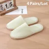 4Pairs/Lot Hotel Slippers Men Women Top Quality Velvet Travel Disposable Cotton Home Hospitality Shoes Cheap SPA Guest Slides L230704