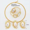 Halskette Ohrringe Set afrikanischen Schmuck Geometrie Anhänger Dubai äthiopischen zweifarbigen Schmuck Ohrring Armband Ringe für Frauen Braut Halsband