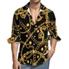 Camisas casuais masculinas Corrente dourada Harajuku Camisa Masculina Estilo Barroco Primavera Vintage Blusas Manga Comprida Padrão Roupas Grandes