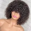 Krótki bob Curly Human Hair Peruki z grzywką Pixie Cut Ombre Blonde Perukę dla kobiet pełne maszynę Peruki do włosów brązowe tanie peruki