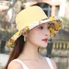 Berets Summer Fashion kapelusz Koreańskie dwustronne podwójne kubek filta przeciwsłoneczne Słońce Kwiat Wielki Brim pokrywa zakrycie