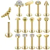 Umbigo sino botão anéis AOEDEJ 16G brincos de lábio CZ cristal labret piercing jóias banhado a ouro flor coração piercing de lábio mulheres brinco piercing tragus 230717