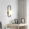 Vägglampa nordiskt modernt glas kul ljus belysning svart guld för levande studie sovrum sovrum rum dekorativ dekor kreativ