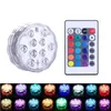 IP68 Wodoodporne zanurzalne światła LED Zbudowane w 10 koralikach LED z 24 klawiszami Pilot Control 16 Kolor Zmiana podwodnej lampy nocnej Light Light Wazon Wedding