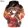 Felpe con cappuccio da uomo Felpe Classic Anime Girl Megumin Konba Cosplay Stampa 3D Uomo Donna Autunno Jogging Abbigliamento sportivo Casual Streetwear T1 230717