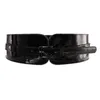 Bälten Kvinnor Luxury Patent Leather Wide Stretch Belt Fashion Design Black Red Belt Lämplig för Casual Office Party 230715