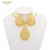 Bröllopsmycken sätter Sunnesa Golden Thin Mesh Dubai Set for Women Fashion Water Drop Shape Pendant Necklace Luxury African Big Stud Earrings 230717