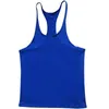 Camisetas sin mangas para hombre, deportes básicos, chaleco en forma de I, entrenamiento de gimnasia, algodón mezclado elástico, Color sólido