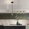 Kroonluchters goud of zwart eenvoudige kroonluchter moderne led-verlichting keukeneiland lange hanglamp eetkamer lustre koffie restaurant hanglamp