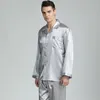 Men's Sleepwear Spring And Autumn Pajamas Sets Silk Long-sleeved Nightwear Pyjamas Suit Home Wear Loungewear