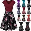 Plus size Dresses Casual Female Summer Floral Print Slim Mini Dress Sexy VNeck Big Swing Stitching Retro Sundress Women Plus Size Dresses 230715