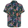 Camicie casual da uomo Camicia ampia con stampa Paisley retrò Camicette oversize a maniche corte con grafica hawaiana floreale colorata da spiaggia