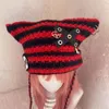 Gorro/Bonés de Caveira Harajuku Gótico Lolita Japonês Gorro Chapéu Listrado de Malha Boné Outono Inverno Bonito Chifre de Boi Y2K Menina Chapéus Femininos 230717