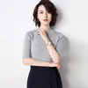 Women's Sweaters Semi High Collar Turtleneck Sweater Women Korean Style Pull Fem Me 2023 Summer Knitwear Over Plus Size Slim Top