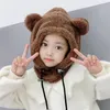 ファッションフェイスマスクネックゲイターぬいぐるみクマバラクラバ耳鳴ったマスク帽子かわいい子供の厚い女性のボンネット女性フード230717のための暖かい冬の帽子