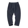 Calça masculina Madden Workwear Japonês Retrô Legging Azul Marinho Solta Cem Casual Reta Pé Pequeno Longo Homens Primavera