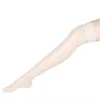 Femmes chaussettes 6 couleurs cuisse haute bas dentelle transparente résille sur le genou Sexy femme discothèque bonneterie rester bas médias