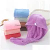 Towel Microfiber Quick Dry Shower Hair Caps Drying Wrap Womens Girls Ladys Towels Quickdry Hat Cap Turban Head Bathing Tools 1876 V2 Dh7Rn