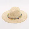 Wide Brim Hats X312 Adult Raffia Straw Sun Hat Lady Chain Decorated Jazz Cap Female Beach Caps Panama