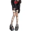 Calze da donna Halloween Collant sexy gotico scuro Y2k E-girl Emo Alt Scava fuori calze collant Mall Goth Harajuku Femme