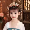 Pinces à cheveux couronne Vintage avec gland pour filles femmes ancienne chinoise Hanfu couleur dorée épingles coiffure