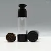 Bouteilles de stockage 50 ml 30 ml 15 ml vide classique noir pompe à lotion sans air bouteille transparente en plastique emballage cosmétique conteneur de voyage rechargeable