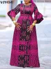 Sıradan Elbiseler Kadın Yaz Maksi Uzun Elbise 2023 Vonda Vintage Baskı Femme Femme Bohemya Ücretli Parti Sundress Beach Tatil Vestidos