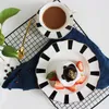 Talerze czarno-białe Hepburn vintage talerz śniadaniowy ceramiczne paski fali kropki stołowe dania obiadowe