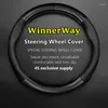 Capas de volante sem cheiro fino para WINNERWAY capa de couro genuíno fibra de carbono WINNER WAY