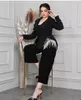 Noir femmes pantalons costumes pour mariage grande taille cristal perles Blazer et pantalon concepteur formel fête robe de bal sur mesure