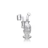 WaxMaid 5.27inch Fiskarna Mini Clear Hookah Glass Bong Water Pipe Dab Rigs Bubbler 14mm Bowl Vertical Percolator 3 Round Holes Us Warehouse Retail Order Gratis frakt