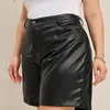 Kvinnors shorts plus size sommar pu läder shorts kvinnor daglig casual sexig svart lagerstorlek faux läder hög midja shorts y2k korta byxor 230715