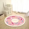 Mattor Cartoon Donut Children's Living Room Round Mattor och golvmatta Girl's Bedroom Headboard Pink Ring Non-Slip Floor Mat R230717