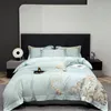 Ensembles de literie or broderie coton ensemble housse de couette de luxe 220x240 haut de gamme Textile de maison couleur unie drap de lit taies d'oreiller