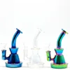 Cachimbo de água de 6 polegadas Prata Fumado Colorido Dab Oil Bong Rigs Heady com 4MM Quartz Banger Nail Recycler Oil Bubbler Cyclone Perc Glass Water Pipes