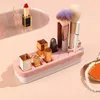 Förvaringslådor Grid Lipstick Box Makeup With Mirror Multifunction Organizer Nail Polish Display Stand Holder Cosmetic Organize