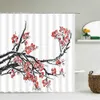 Shower Curtains Chinese Flower Plant Polyester Fabric Shower Curtains Decor Multi-size Ink painting Waterproof Shower Curtains for Bathroom