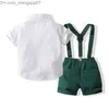 Clothing Sets Summer Boys' Party Dress Cotton Short Sleeve Shirt+Belt Short Sleeve 2PCS Set Children's Boys' Gentlemen's Clothing Set Z230717