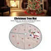 Christmas Decorations 110cm Tree Skirt Linen Fabric Snowman Printed Xmas Bottom Decor Mat 2023 Merry Noel Apron