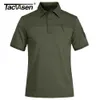 Polos męski Tacvasen z 2 zamkiem kieszenie T-shirt męskie taktyczne wojskowe krótkie rękawowe koszulę polo Casual Team Work Golf Shirt Męska odzież 230717