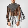 Camisetas sin mangas para hombre, moda 2023, chalecos irregulares para hombre, borlas de retazos, cuello alto, ropa de calle sin mangas, capa Sexy informal, Ponchos