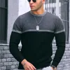 Hommes Hoodies Splice Pull Slim Fit Hommes Printemps Et Automne T-shirt À Manches Longues Casual Col Rond Mode Top Sweat Hommes Vêtements