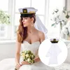 Bandanas Wedding Decorations Ceremonia Shower Cap Hat Hat -Hap Hatpiece Bridal Hair Accessory Sailor Navy Cloth Women's Women's