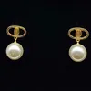 Designer Pearly Earrings Chic Charm Gold Earrings Women Simple Trendy Eardrops Party Headdress Jewelry With Box Package