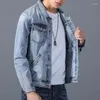 Giacche da uomo Spring Autumn Denim Casual Giacca Casualmente Uomini di alta qualità Bassola semplice in colore solido