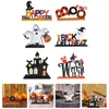 Dekorativa blommor 6 PCS Ghost Desktop Decoration Halloween Festival Ornament Party Supply Wood Matbord Craft MDF Supplies Signs