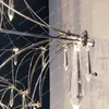 Ljuskronor modern kub kristalltak ljuskronor belysning villa loft kök rostfritt stål eldflugor pendellampupphängning ljus