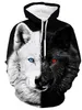 Sudadera con capucha unisex para hombre Sudadera con capucha Animal Bloque de color Estampado de lobo Deportes diarios Diseñador 3D Casual Grande y alto Ropa de primavera y otoño Ropa Sudaderas con capucha